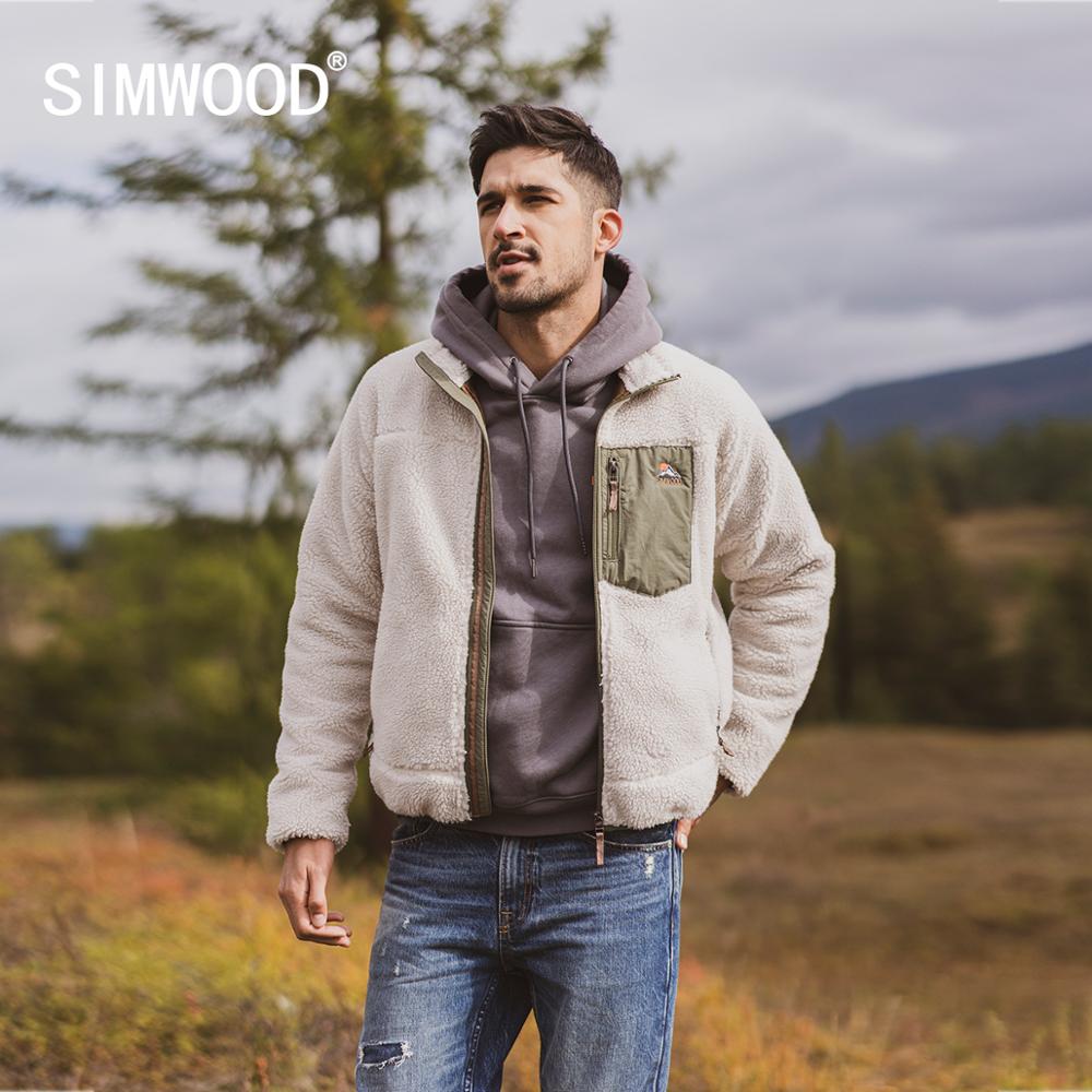 SIMWOOD 2019 Autumn winter new panelled fleece jacket men plus size sherpa  teddy Jacket high quality plus size coats SI980742