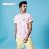 SIMWOOD 2020 summer new print letter t-shirt men fashion t shirt 100% cotton brand clothing high qulaity top  190151