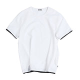 SIMWOOD 2020 summer new t shirt men contrast bindings t-shirt casual o-neck top  tees high quality brand clothing tshirt  190354