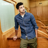 SIMWOOD 2020 Casual Shirts Men Fashion Brand 100% Cotton Long Sleeve Casual Men Shirts Denim Shirt chemise homme 190076