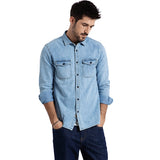 SIMWOOD 2020 Casual Shirts Men Fashion Brand 100% Cotton Long Sleeve Casual Men Shirts Denim Shirt chemise homme 190076