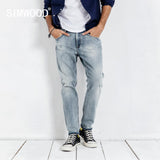 SIMWOOD 2020 spring new jeans men ripped hole vintage ankle-length denim pants washed fashion hip hop trousers 190038