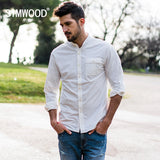 SIMWOOD 2020 spring Shirts Men Mandarin Collar Slim Fit Nylon Fashion Side Pocket Shirt Male Plus Size Brand Clothing  180066